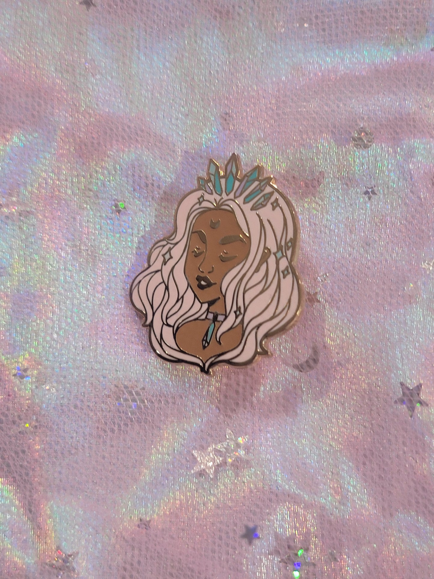 Pink Crystal Babe Enamel Pin