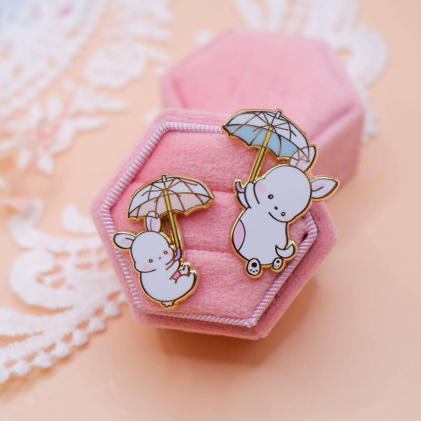Rain Bunny Enamel Pin (Blue)