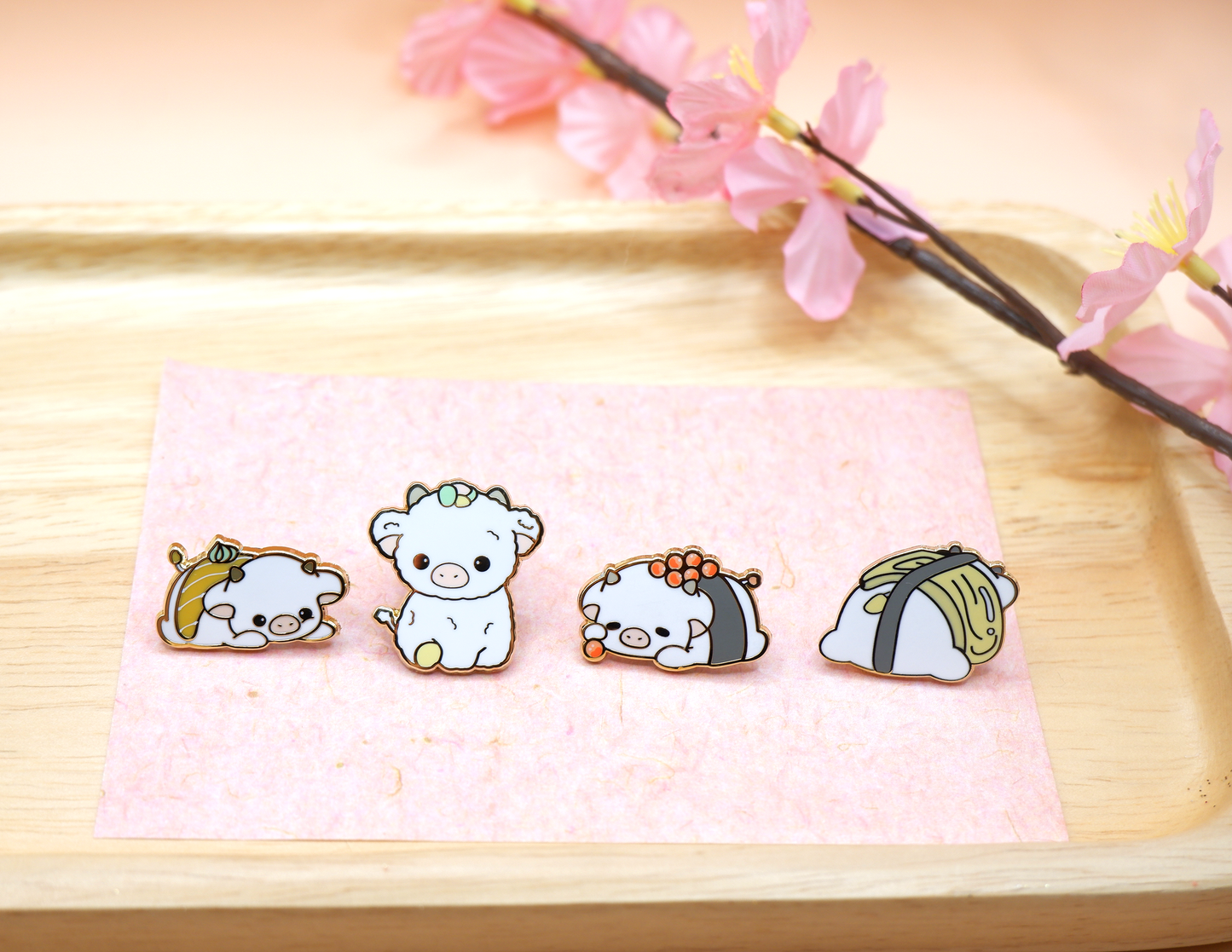 Salmon Roe Mini Sushi Cow Pin