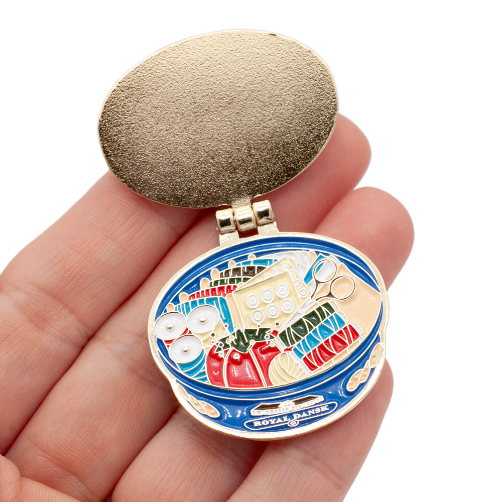 Grandma's Sewing Kit Hinge Enamel Pin (Small)