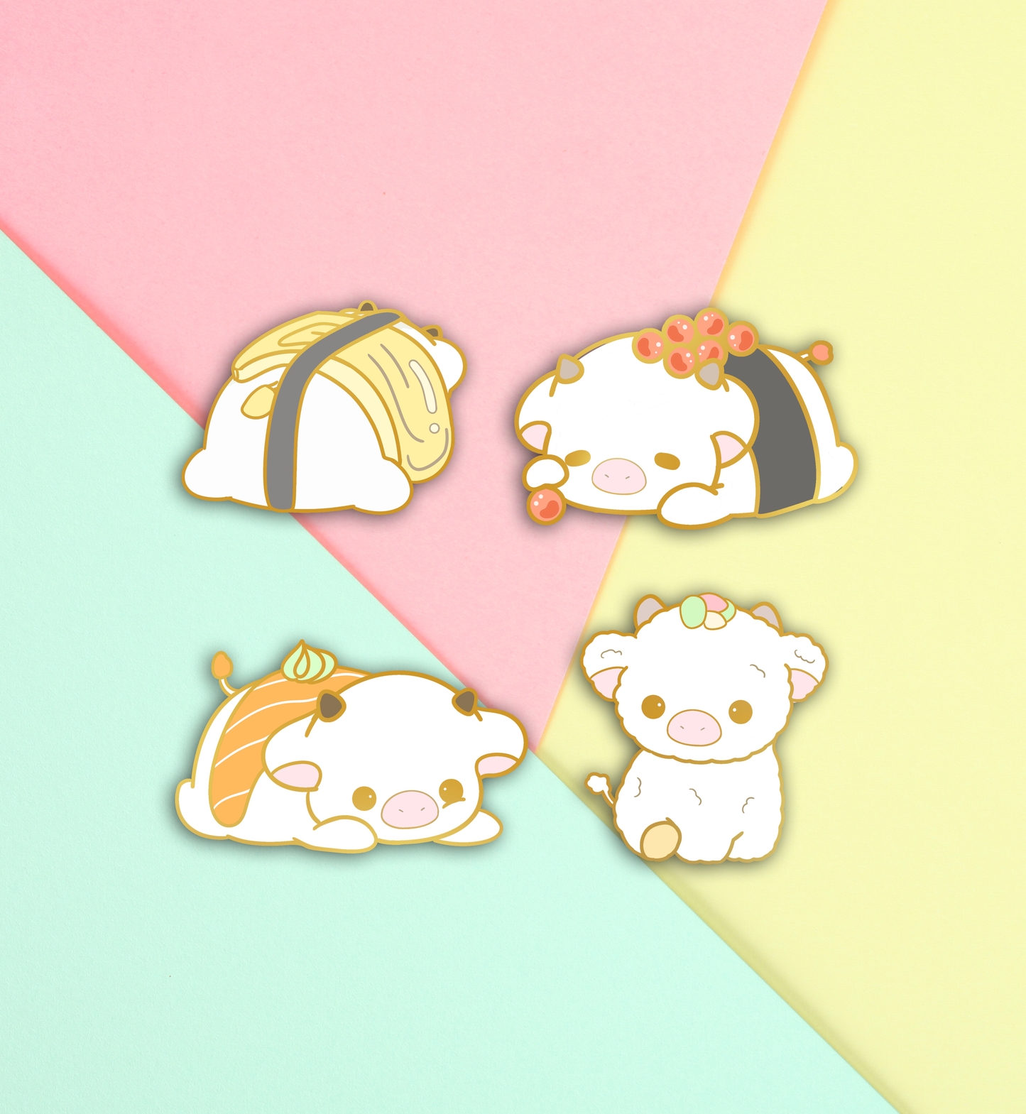 Salmon Roe Mini Sushi Cow Pin