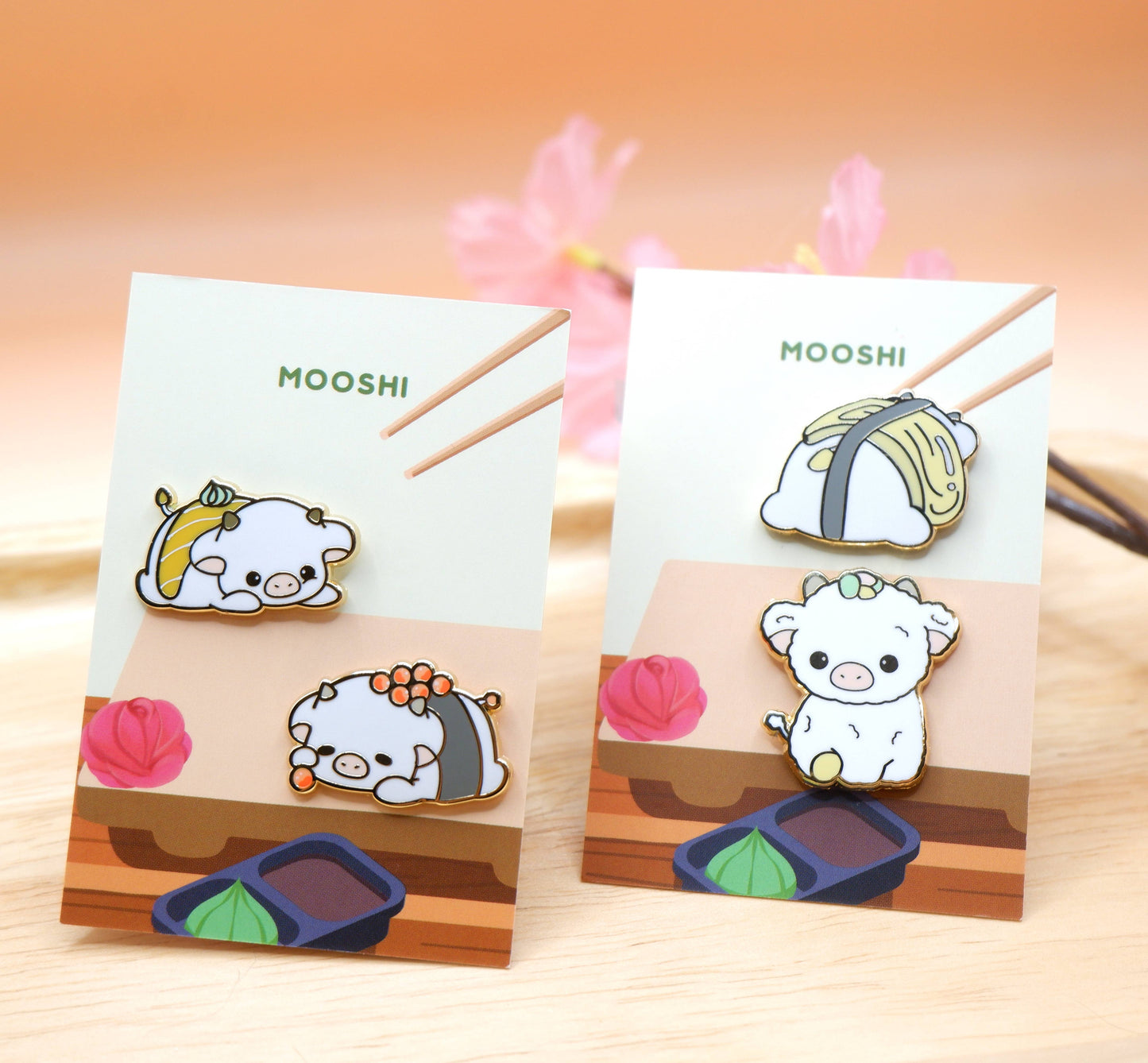 Salmon Mini Sushi Cow Pins