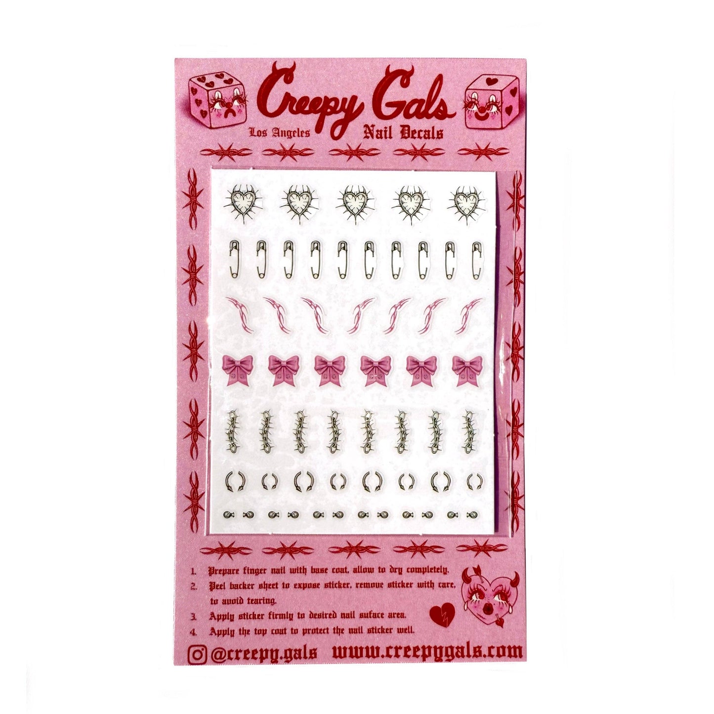 Metal Coquette Nail Decal Stickers