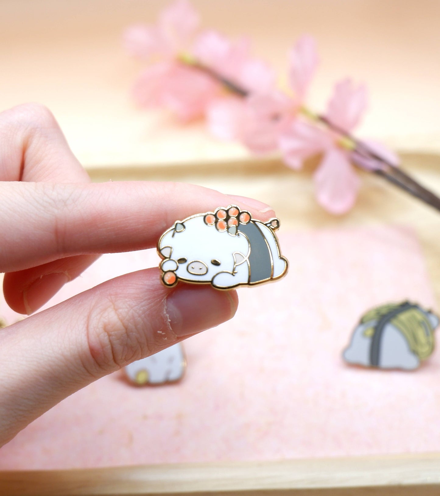 Salmon Roe Mini Sushi Cow Pin
