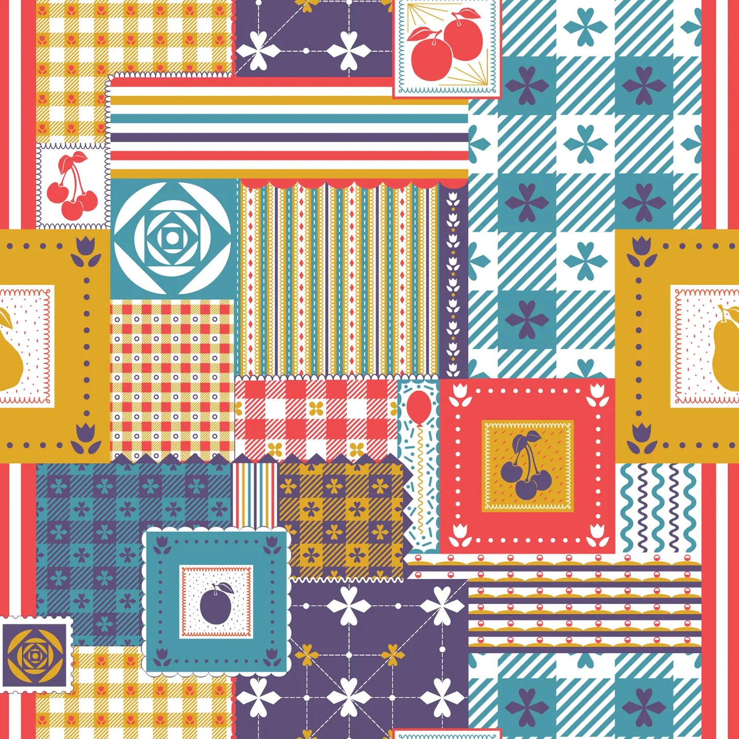 Patchwork Print Caftan (Blue)