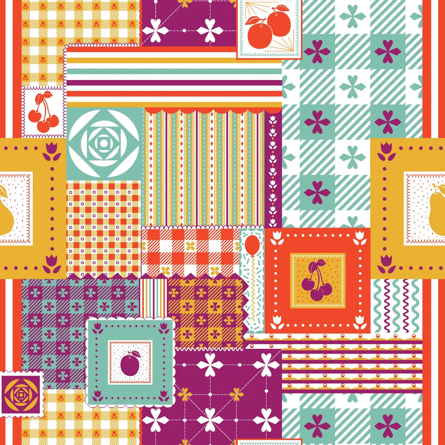 Magenta Patchwork Print Pocket Tunic