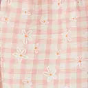 Pink Gingham Floral Petal Pusher Flare Skirt