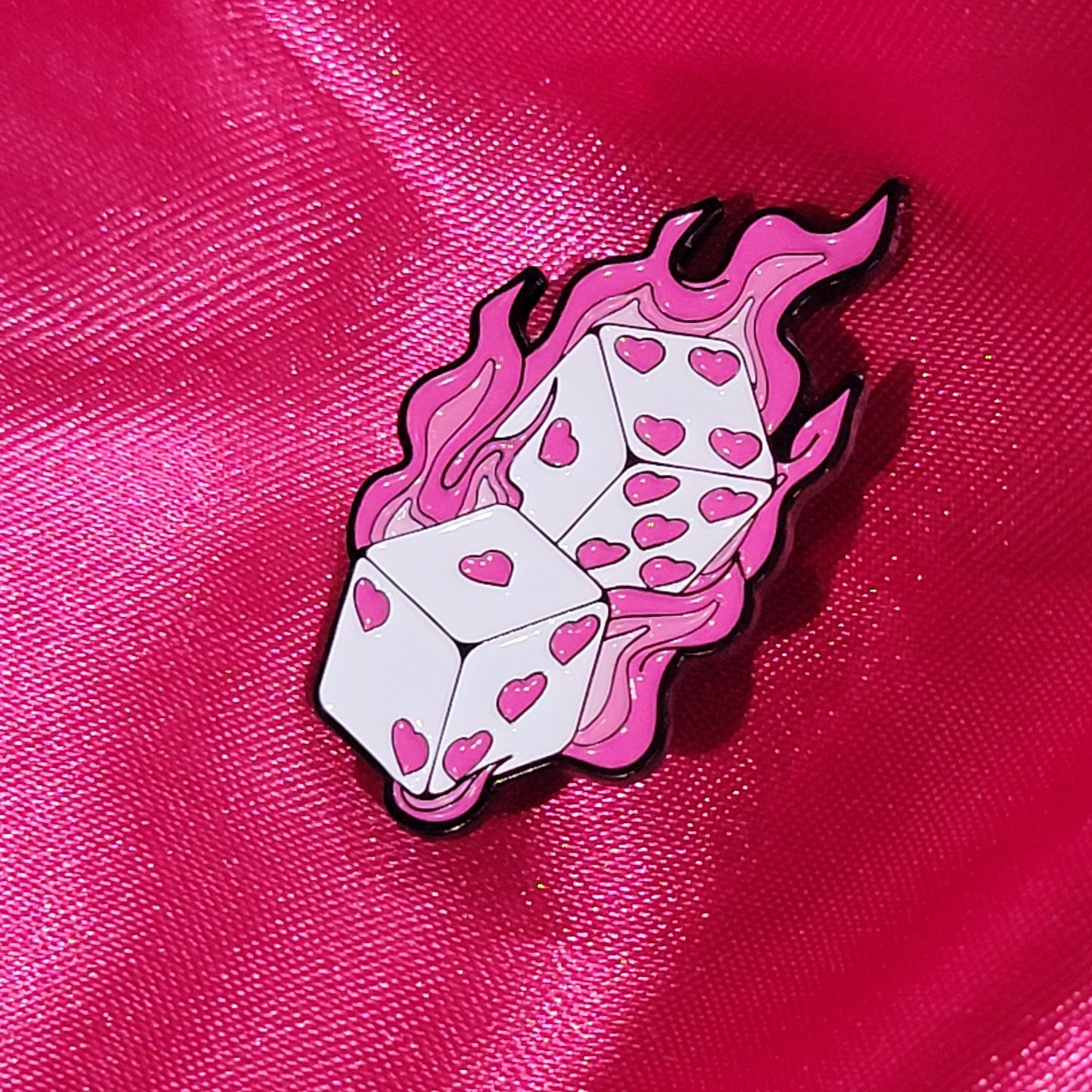 Flaming Dice Enamel Pin
