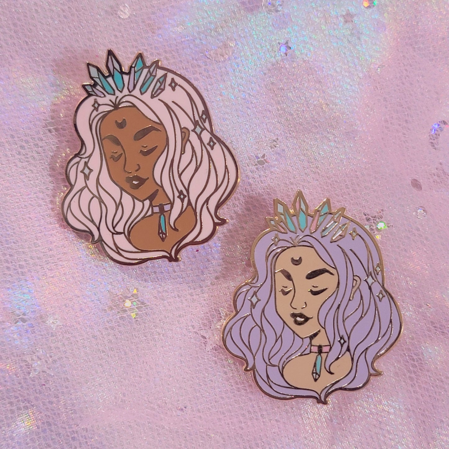 Pink Crystal Babe Enamel Pin