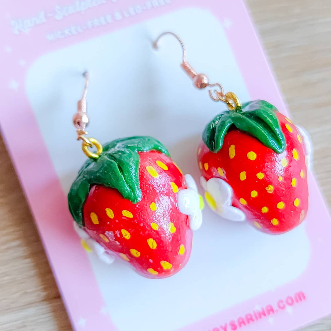 Strawberry with Flowers Earrings