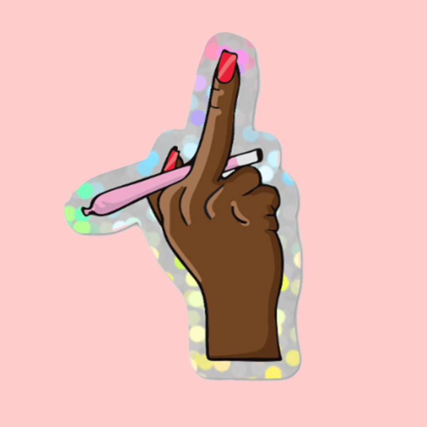 FU Brown Glitter Sticker