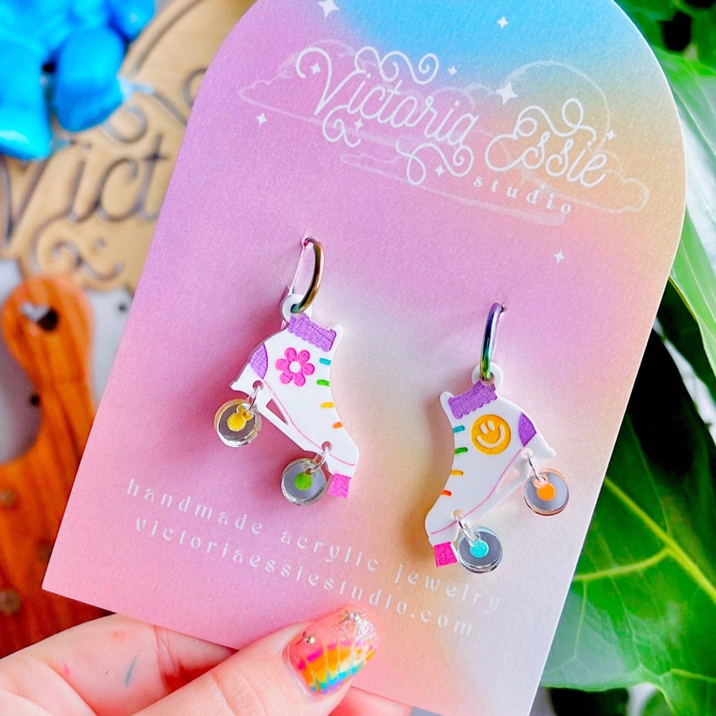 Rainbow Roller Skates Earrings