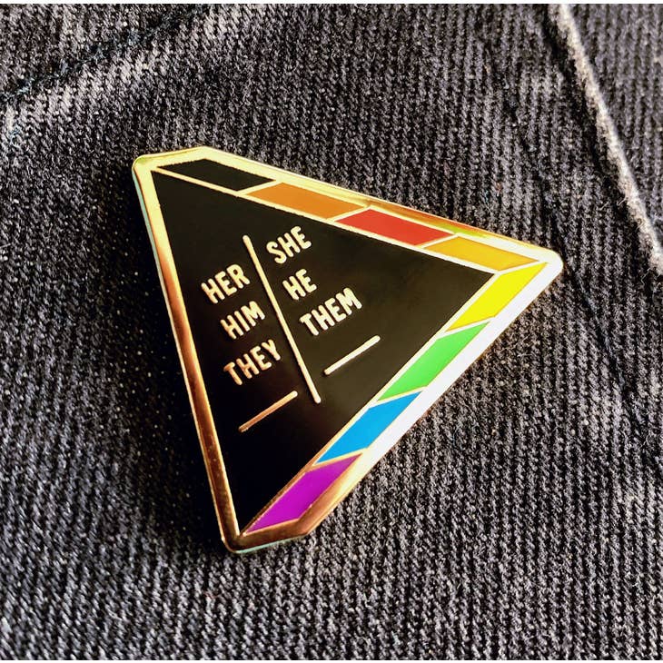 Ask Me About My Pronouns Enamel Pin