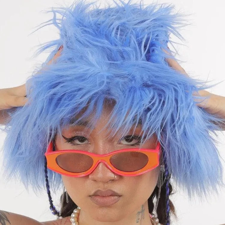 Chihuahua Super Fluff Faux Fur Hat (Azure Blue)