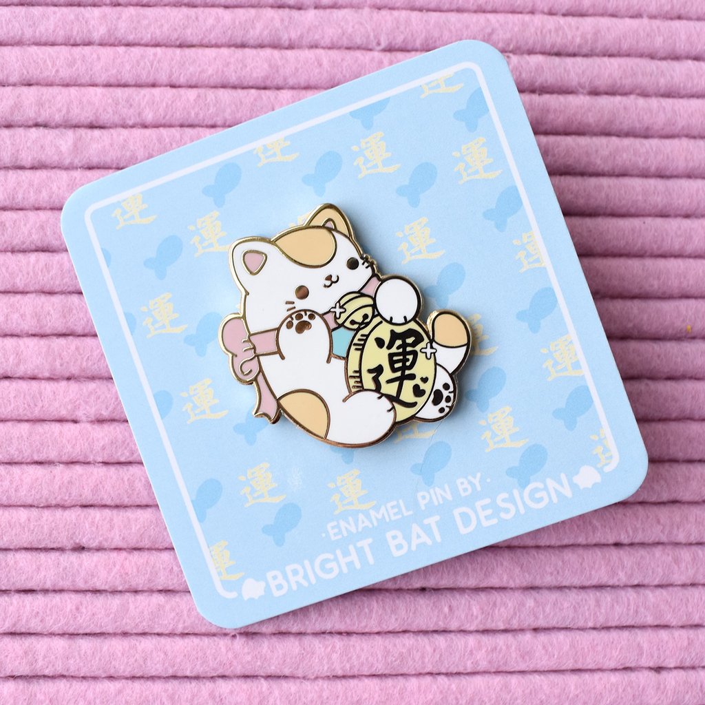 Lucky Cat Maneki Neko Enamel Pin