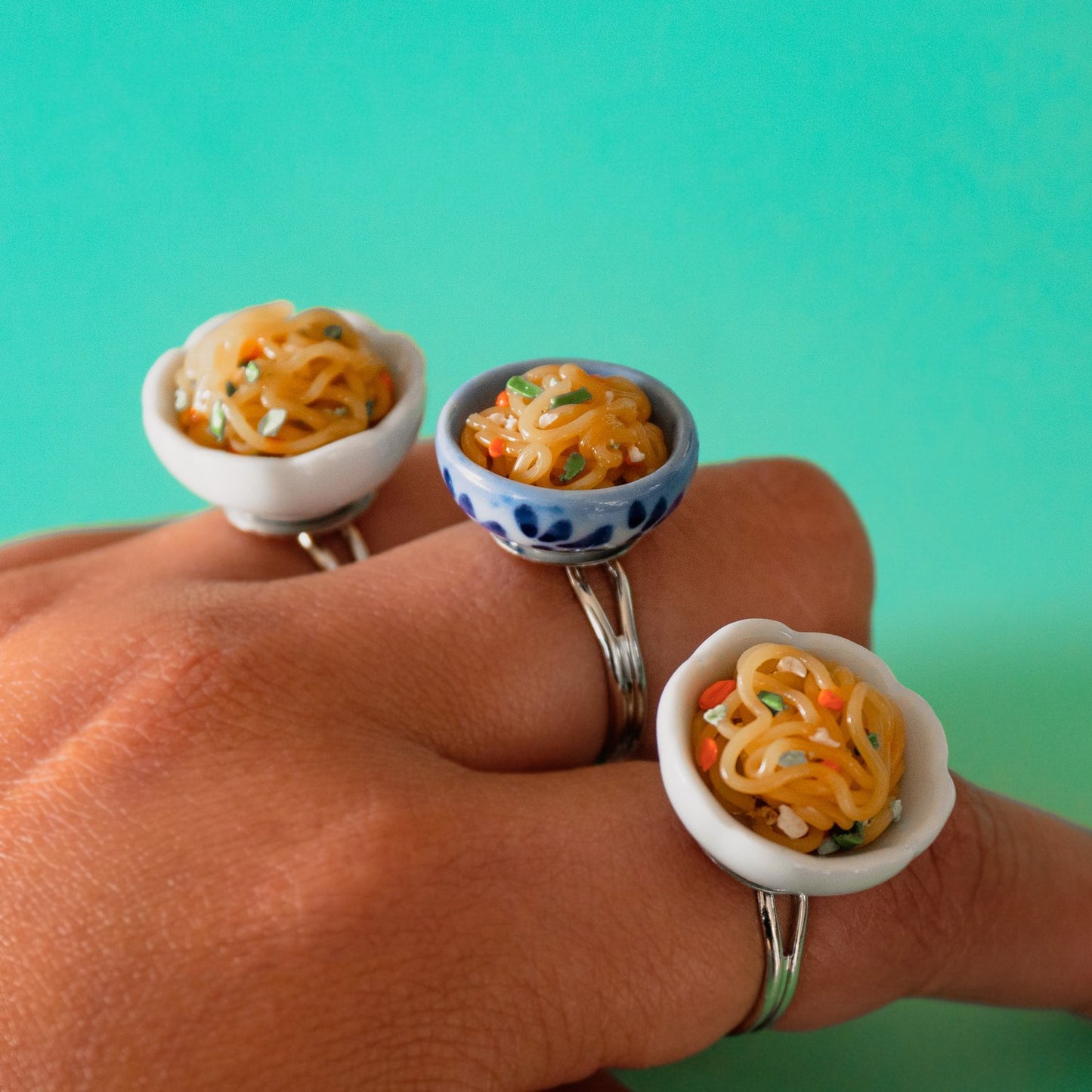 Pancit Canton Adjustable Ring (Blue Porcelain)