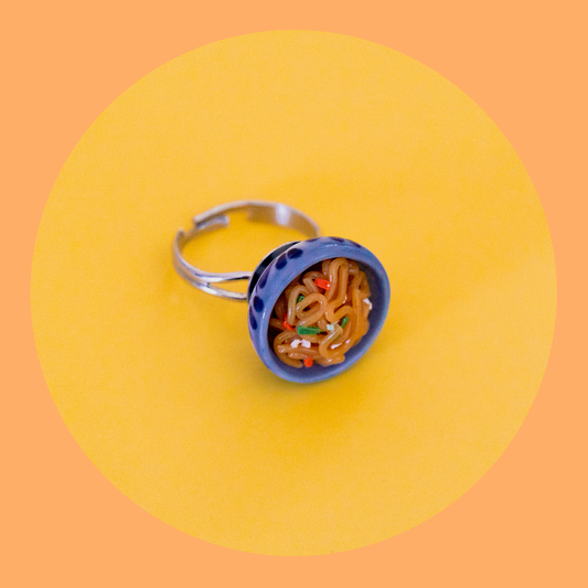 Pancit Canton Adjustable Ring (Blue Porcelain)