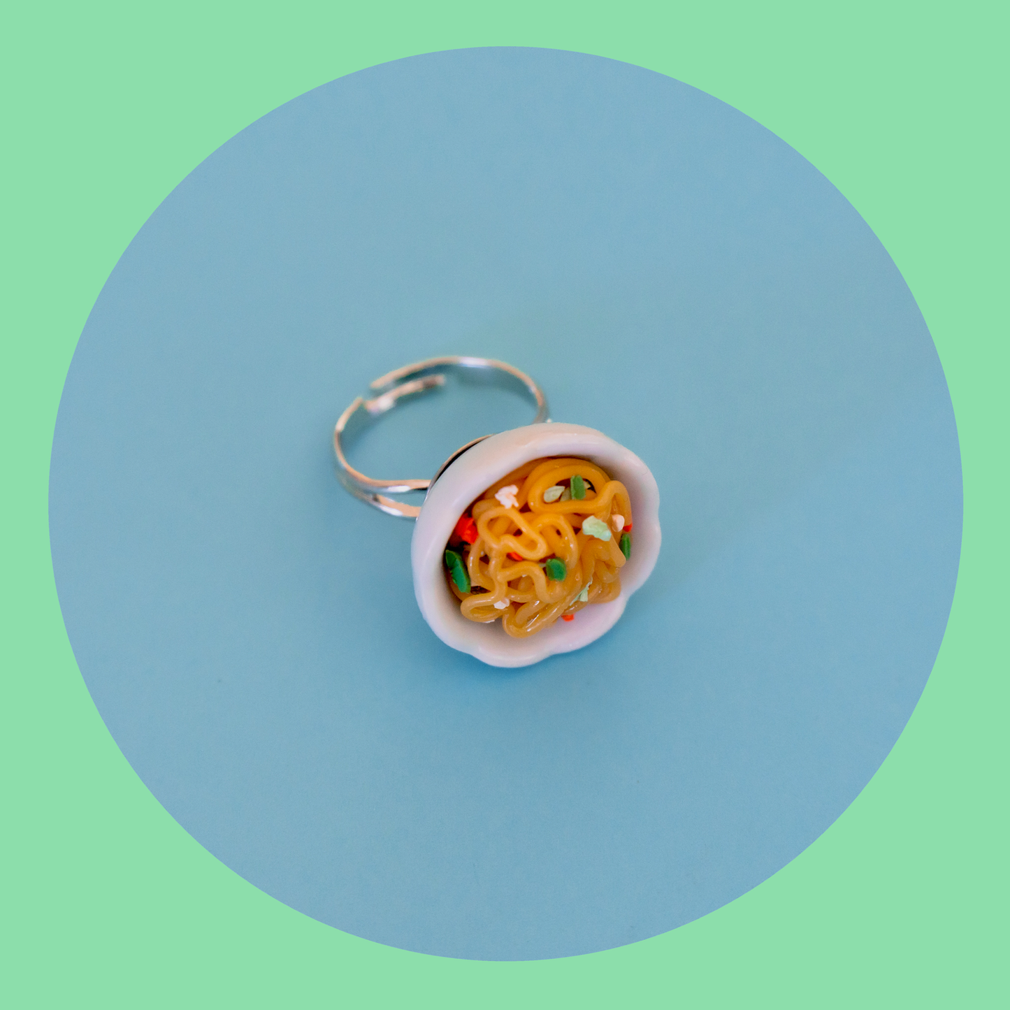 Pancit Canton Adjustable Ring (White Flower)