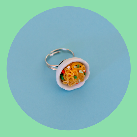 Pancit Canton Adjustable Ring (White Flower)