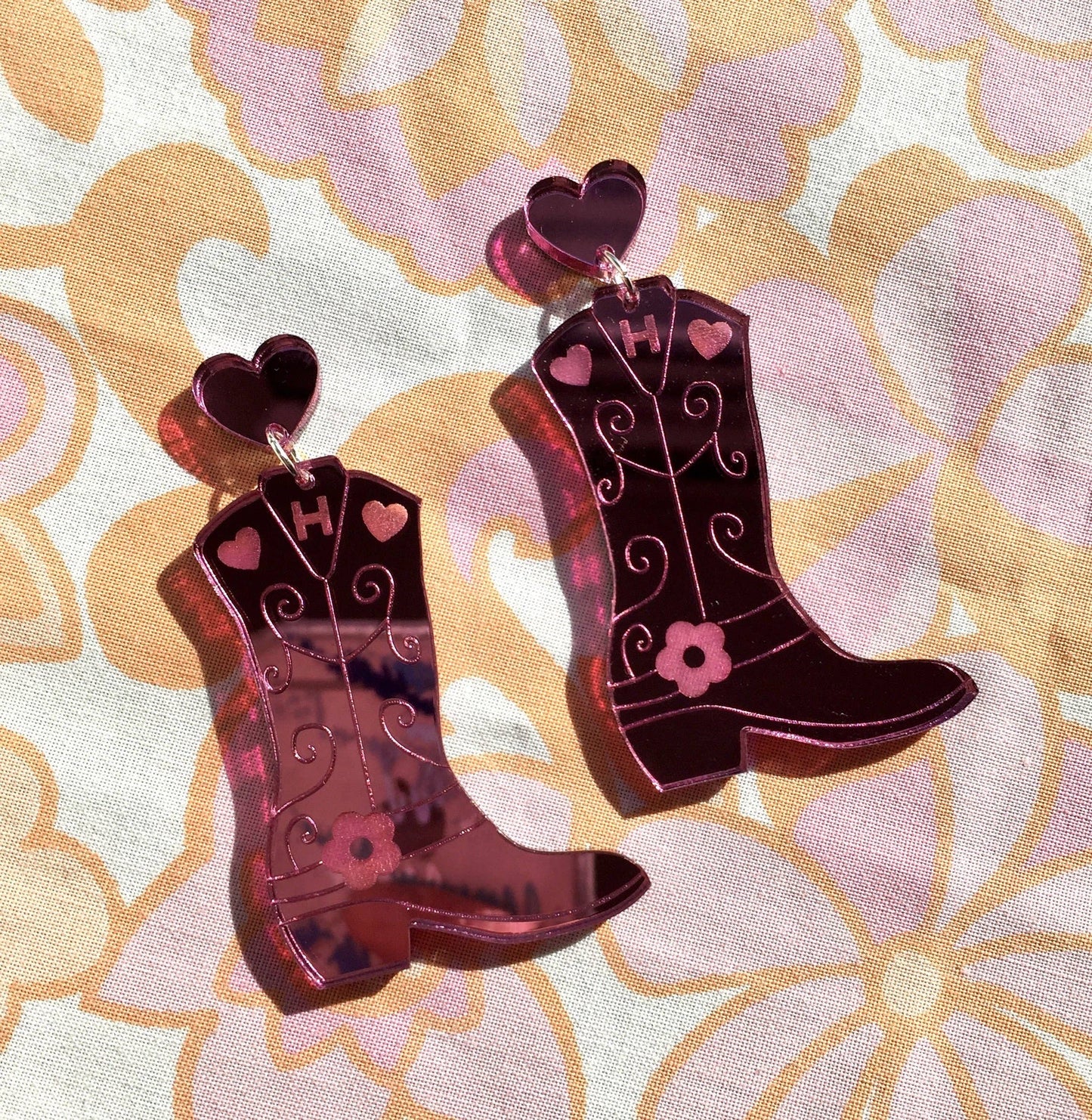 Pink Cowboy Boot Earrings