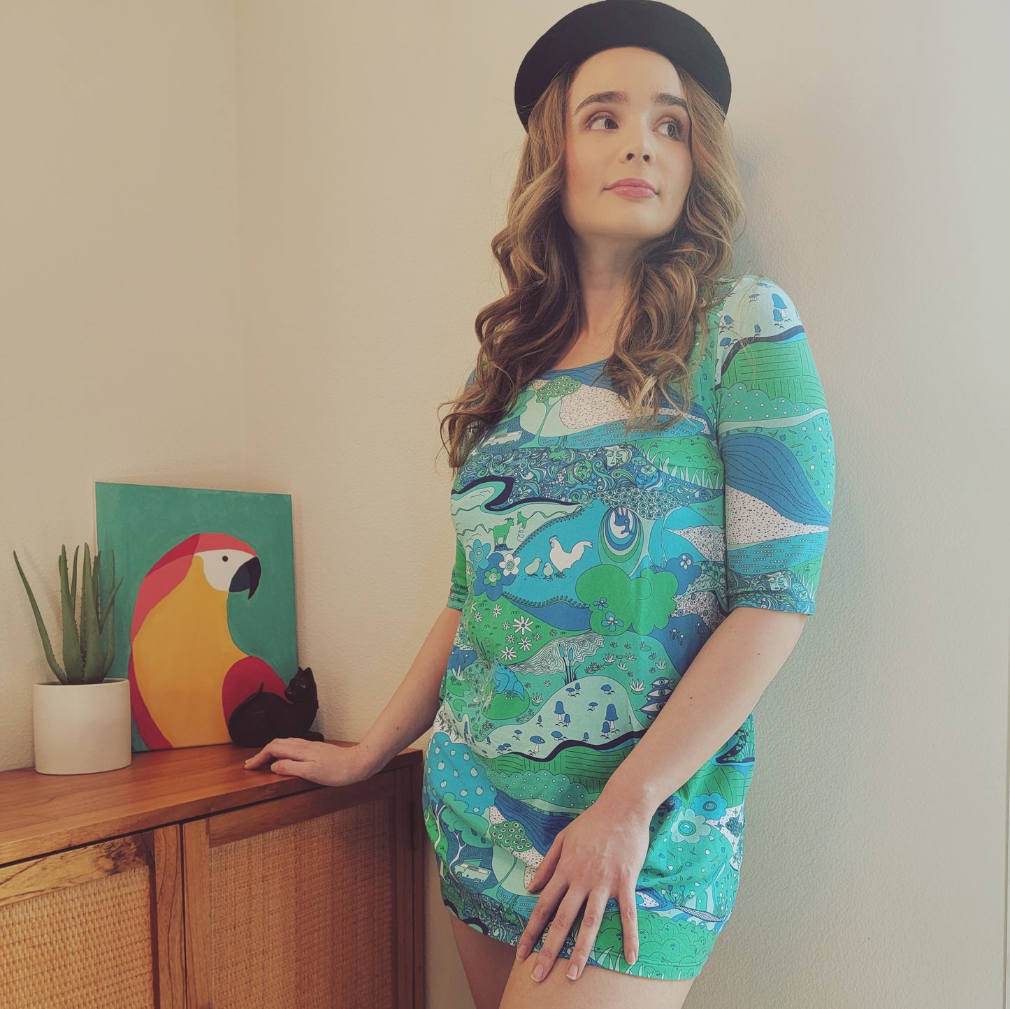 Landscape Print Pocket Tunic (Cool Tones)