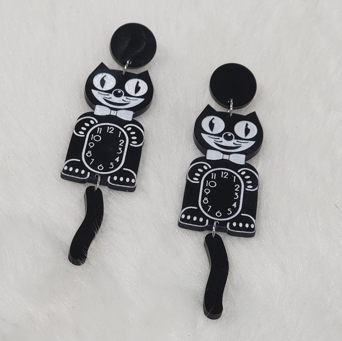Kitty Clock Acrylic Earrings