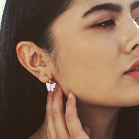 Butterfly Huggie Hoop Earrings