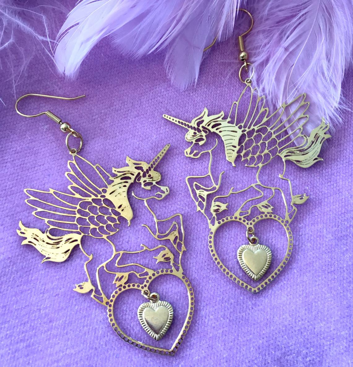 Unicorn Pegasus Statement Earrings