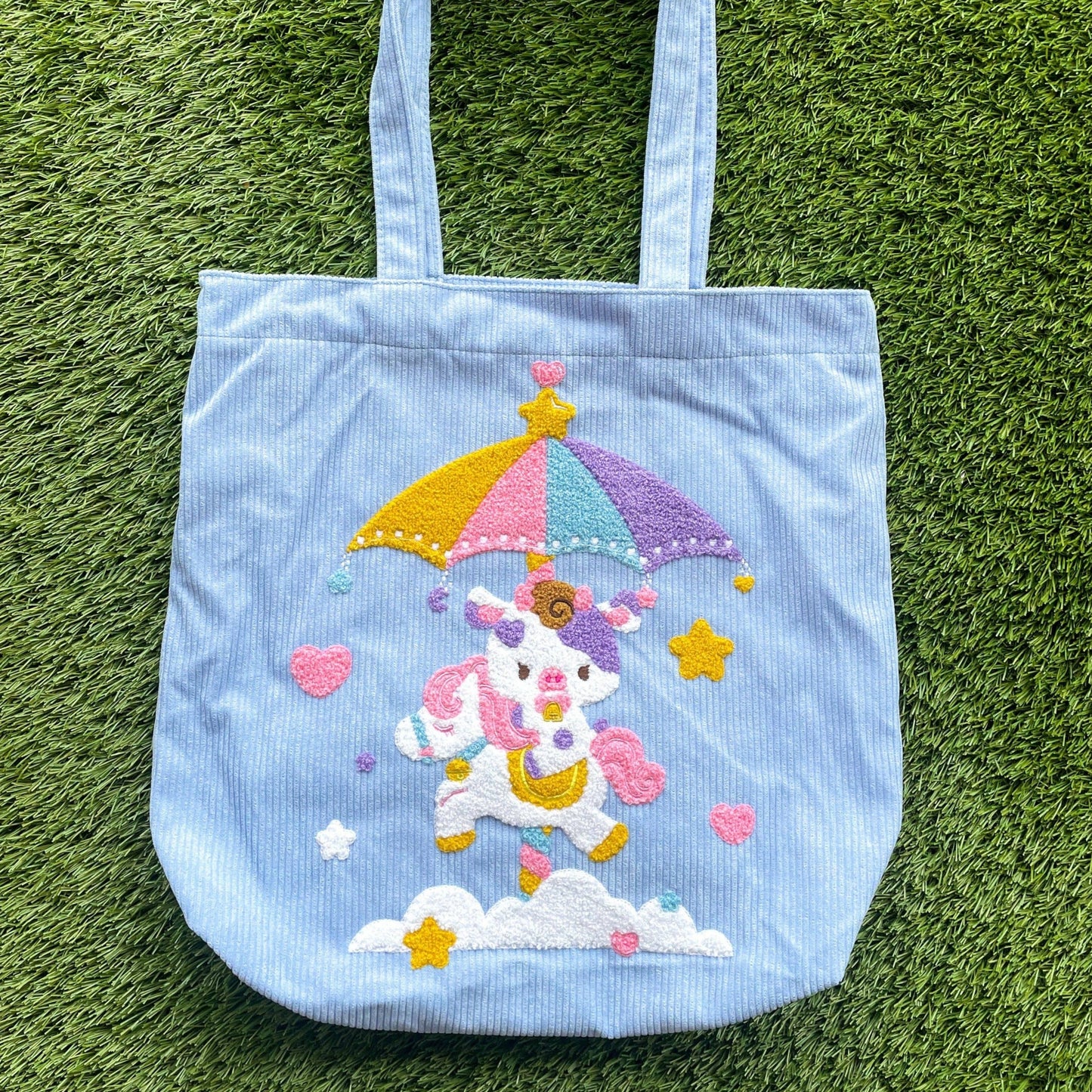 Marshmallow Carousel Tote Bag Blue by Basura Gang