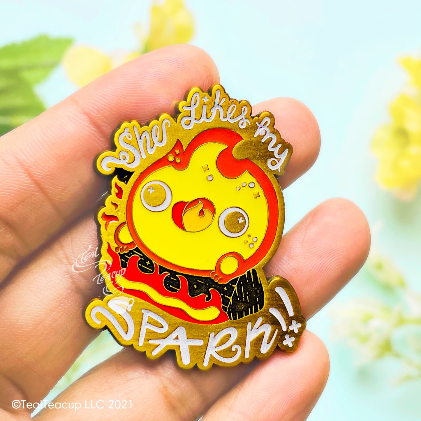 Calcifer She Likes My Spark Enamel Pin