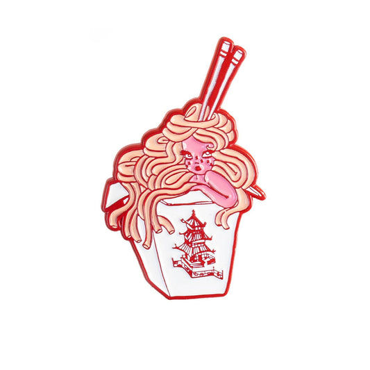 Take Out Enamel Pin by Valfre at stupidkitsch.com
