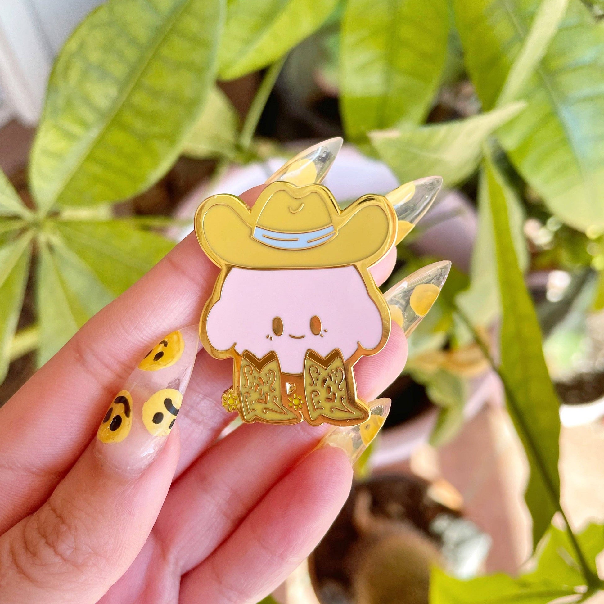 Cowboy Pink Ball Enamel Pin by Basura Gang