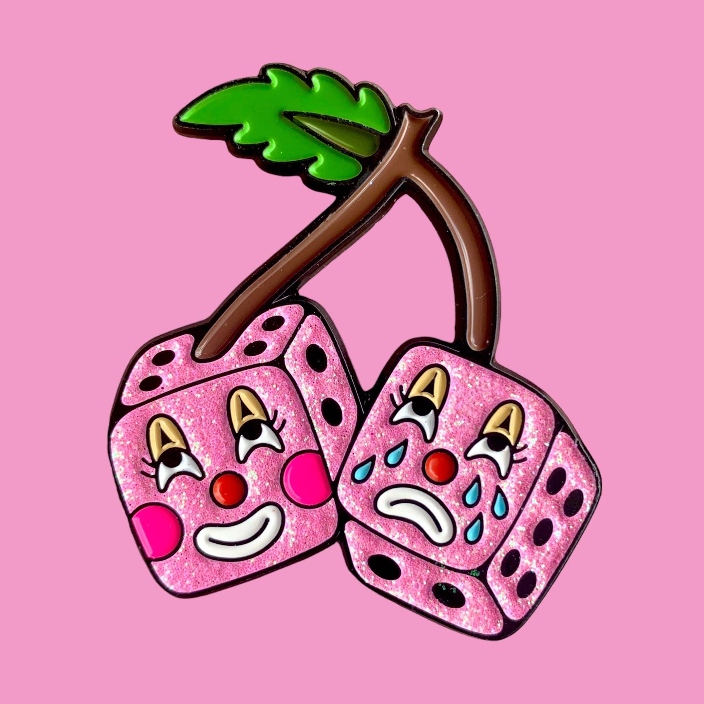 Cherry Clown Dice Enamel Pin