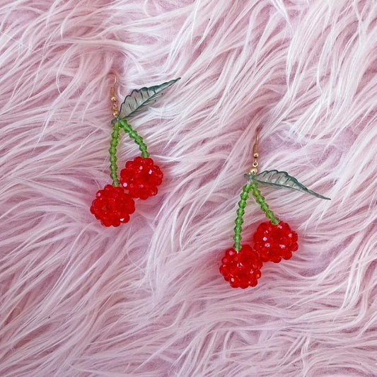 Beaded Cherry Earrings