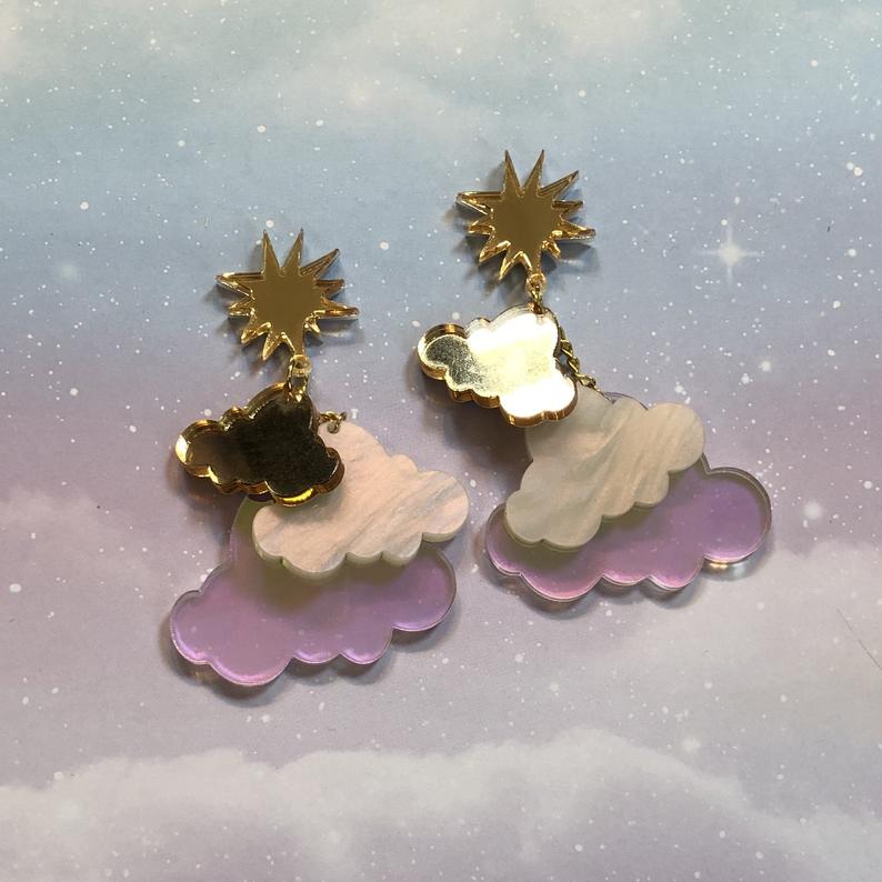 Cloud Acrylic Statement Earrings