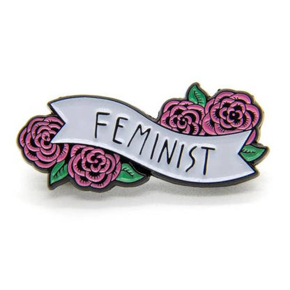 Feminist Roses Banner Pin