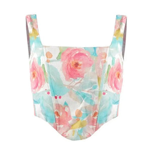 Mizz Floral Print Denim Basque