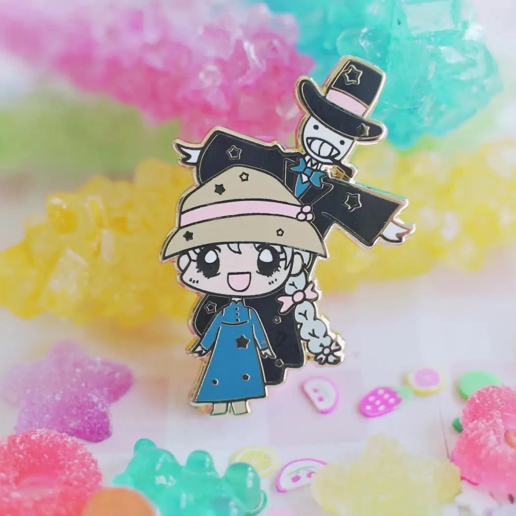 Howl's Moving Castle Enamel Pin featuring Sophie and Turnip Head