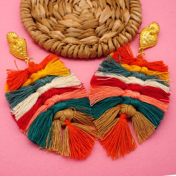 Corazon de Oro Tassel Earrings