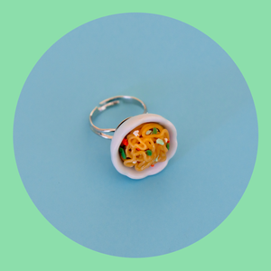 Pancit Canton Adjustable Ring (White Flower)