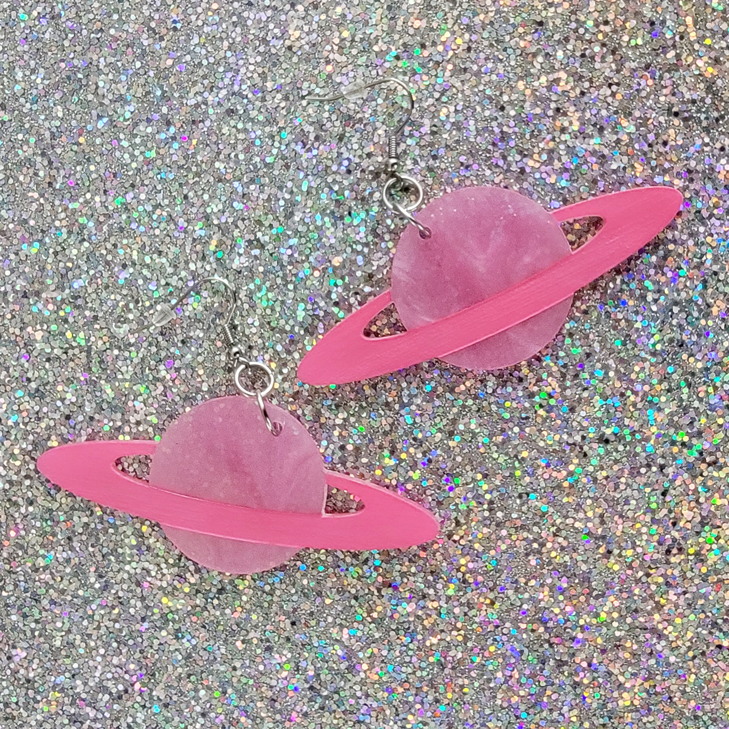 Saturn Earrings (Pink)