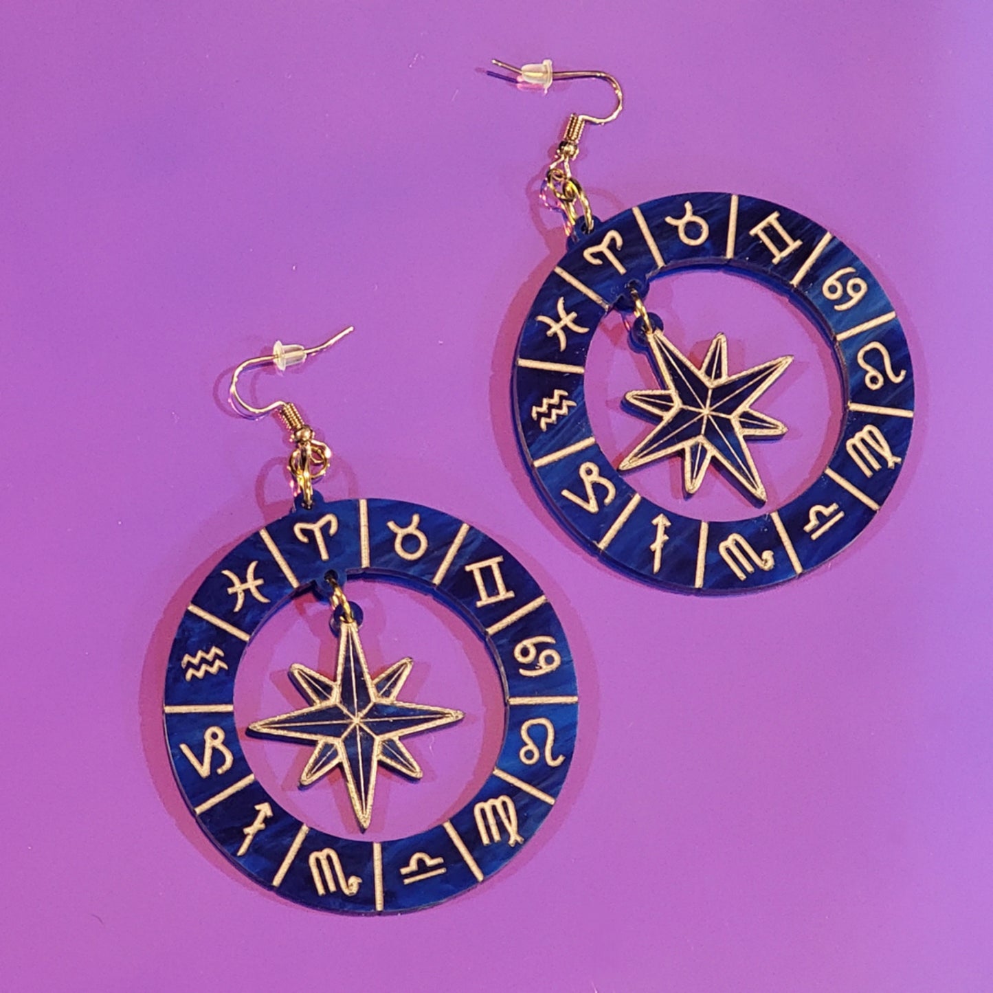 Zodiac Wheel Acrylic Earrings