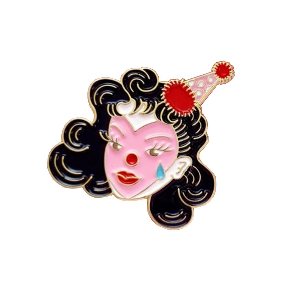 Sad Clown Girl Enamel Pin