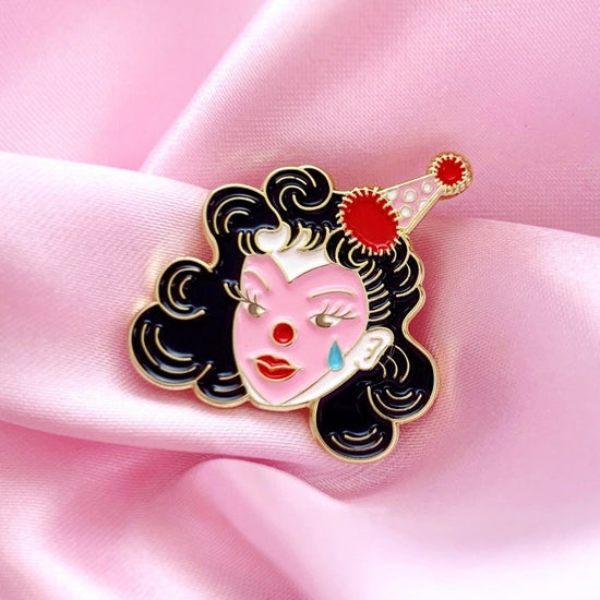 Sad Clown Girl Enamel Pin