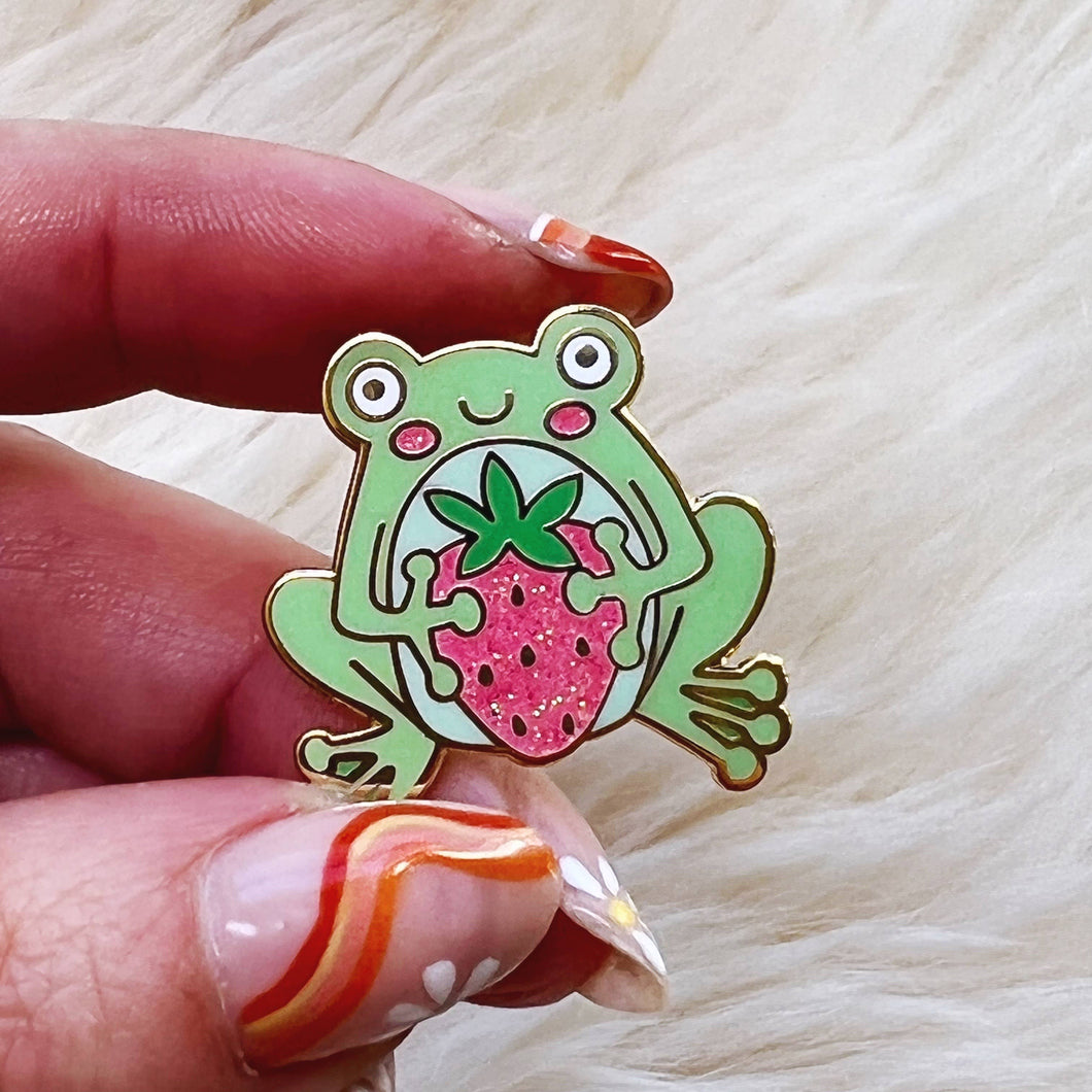 Frog & Strawberry Enamel Pin