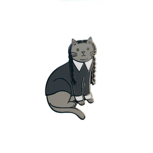 Wednesday Addams Cat Enamel Pin