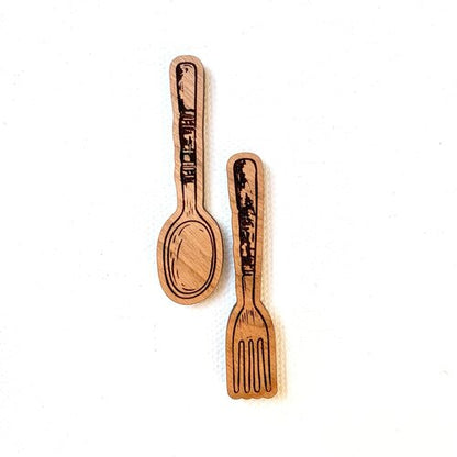 Wooden Spoon & Fork Pin Set