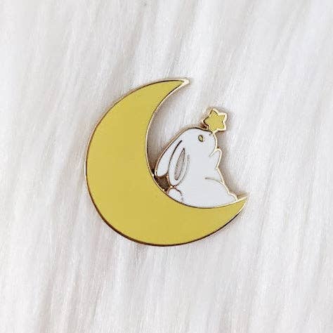 Bunny on the Moon Enamel Pin